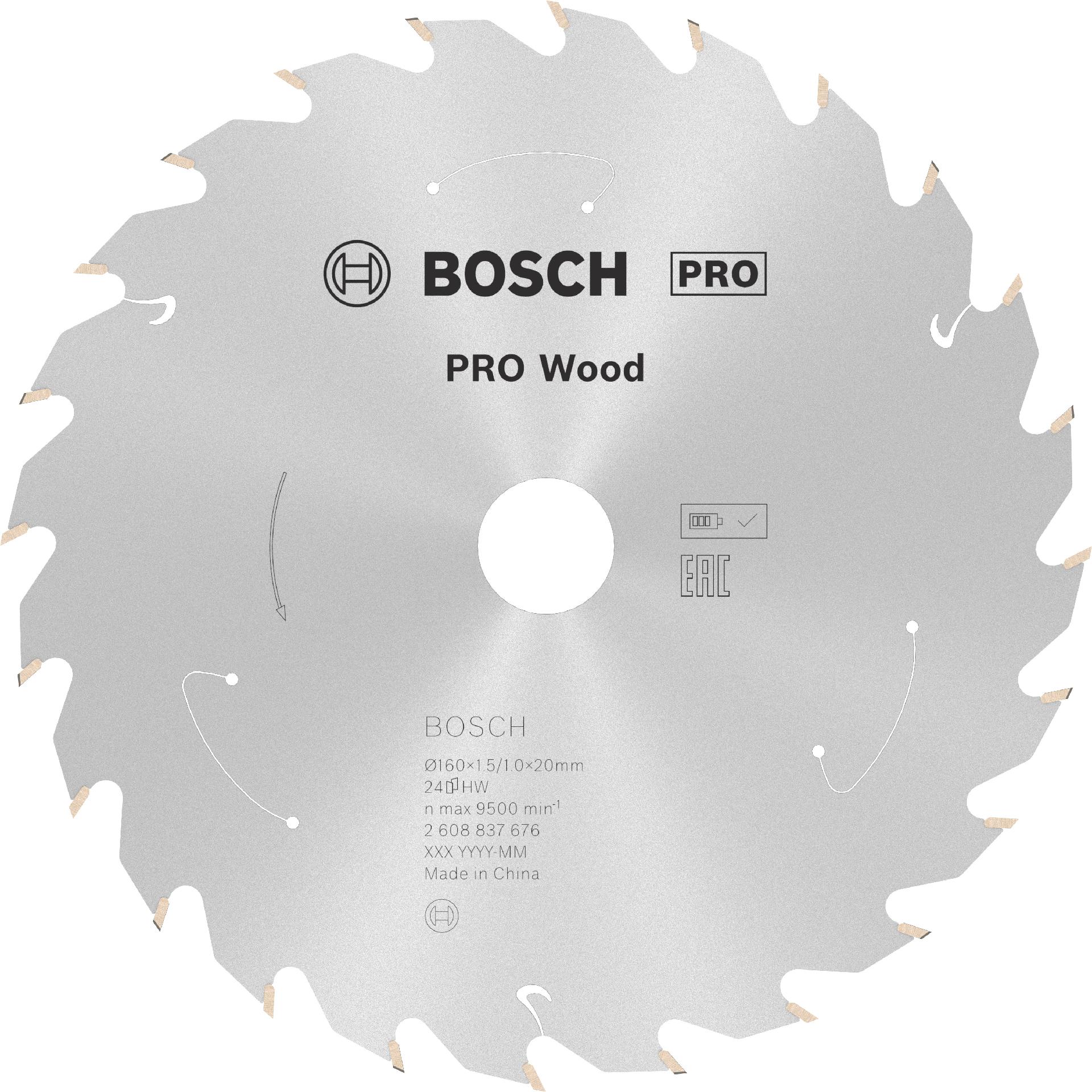 Disco sem fios PRO Wood cordless, 160 x 1,5 x 20 mm, T24 refª 2608837676 BOSCH