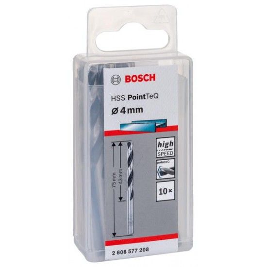 Broca helicoidal HSS PointTeQ 4,0 mm refª 2608577208 BOSCH Broca helicoidal HSS PointTeQ 4,0 mm refª 2608577208 BOSCH