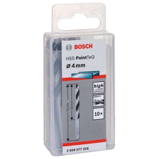 Broca helicoidal HSS PointTeQ 4,0 mm refª 2608577208 BOSCH Broca helicoidal HSS PointTeQ 4,0 mm refª 2608577208 BOSCH