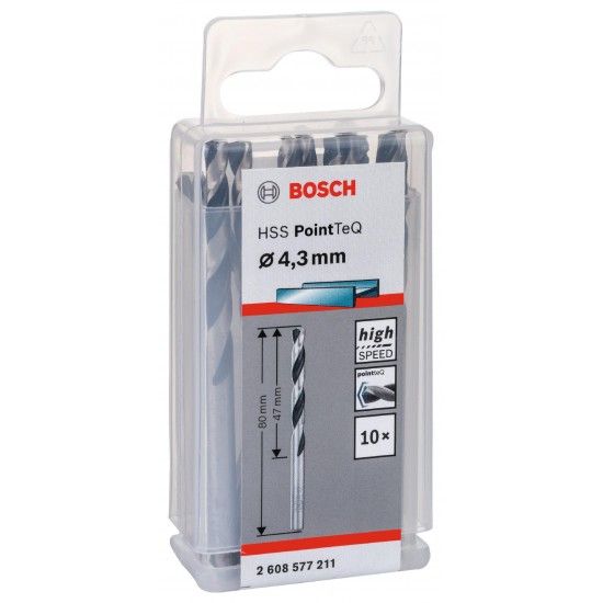 Broca helicoidal HSS PointTeQ 4,3 mm refª 2608577211 BOSCH Broca helicoidal HSS PointTeQ 4,3 mm refª 2608577211 BOSCH