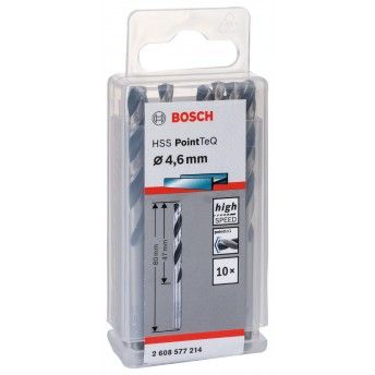 Broca helicoidal HSS PointTeQ 4,6 mm refª 2608577214 BOSCH Broca helicoidal HSS PointTeQ 4,6 mm refª 2608577214 BOSCH