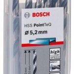 Broca helicoidal HSS PointTeQ 5,2 mm refª 2608577220 BOSCH Broca helicoidal HSS PointTeQ 5,2 mm refª 2608577220 BOSCH