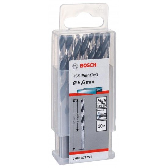 Broca helicoidal HSS PointTeQ 5,6 mm refª 2608577224 BOSCH Broca helicoidal HSS PointTeQ 5,6 mm refª 2608577224 BOSCH