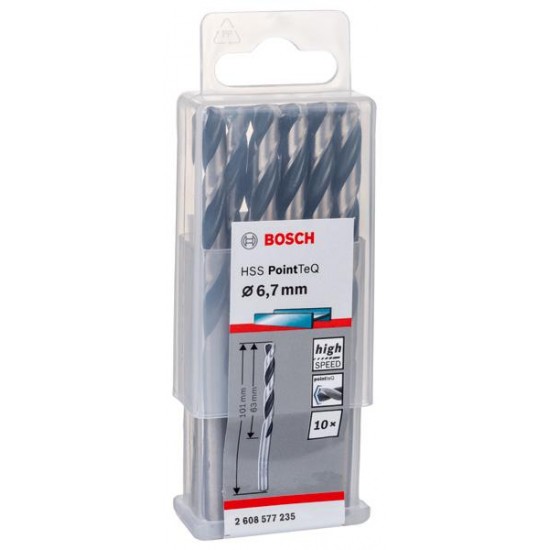 Broca helicoidal HSS PointTeQ 6,7 mm refª 2608577235 BOSCH Broca helicoidal HSS PointTeQ 6,7 mm refª 2608577235 BOSCH