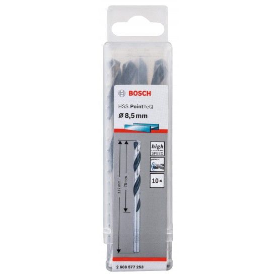 Broca helicoidal HSS PointTeQ 8,5 mm refª 2608577253 BOSCH Broca helicoidal HSS PointTeQ 8,5 mm refª 2608577253 BOSCH