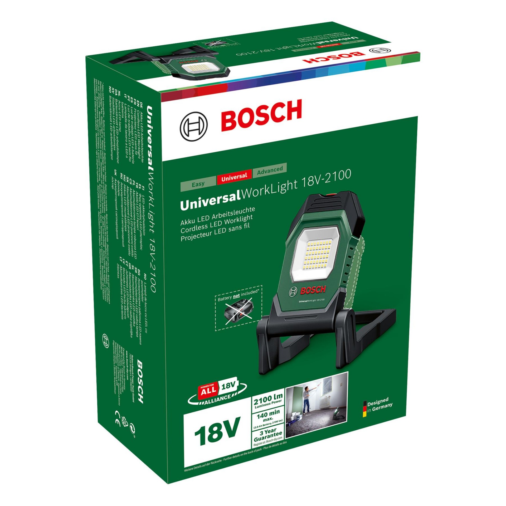 Luz de trabalho LED sem fio UniversalWorkLight 18V-2100 refª 06039A1300 BOSCH