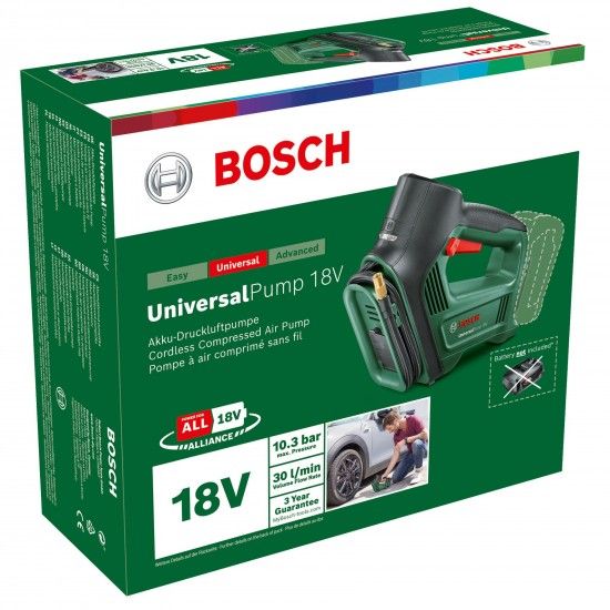 Bomba de ar comprimido sem fio UniversalPump 18V refª 0603947100 BOSCH Bomba de ar comprimido sem fio UniversalPump 18V refª 0603947100 BOSCH