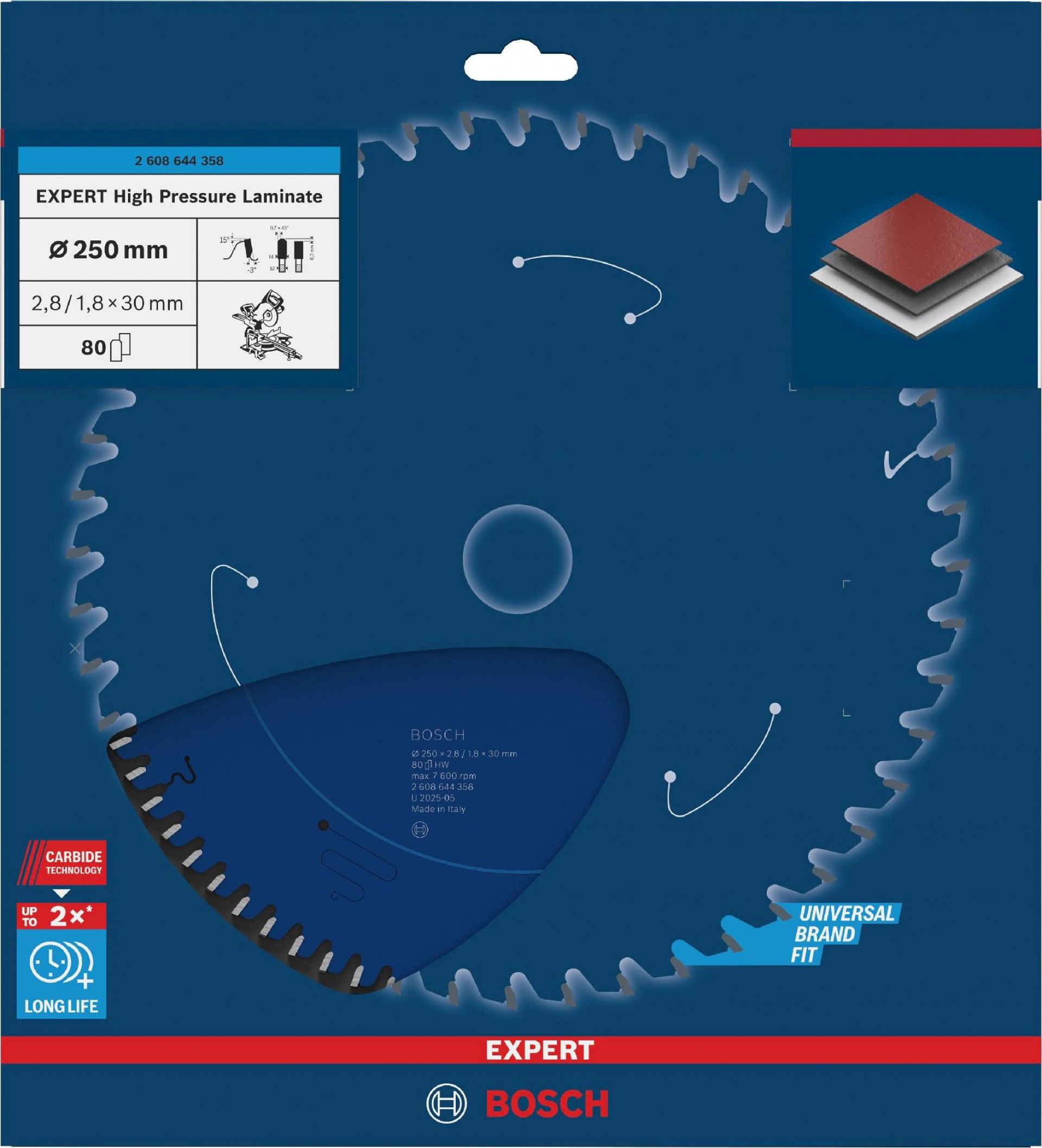 Discos de serra circular Expert for High Pressure Laminate 250x30-80 refª 2608644358 BOSCH