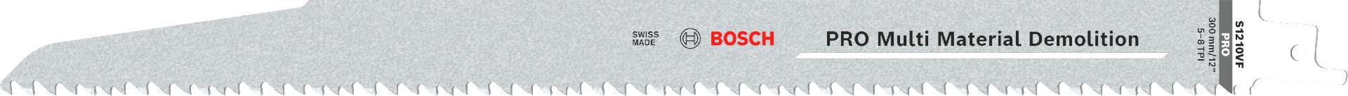 Lâmina PRO Multi Material Demolition S1210VF, 1,6 x 22 x 300 mm, 5pç refª 2608657612 Bosch