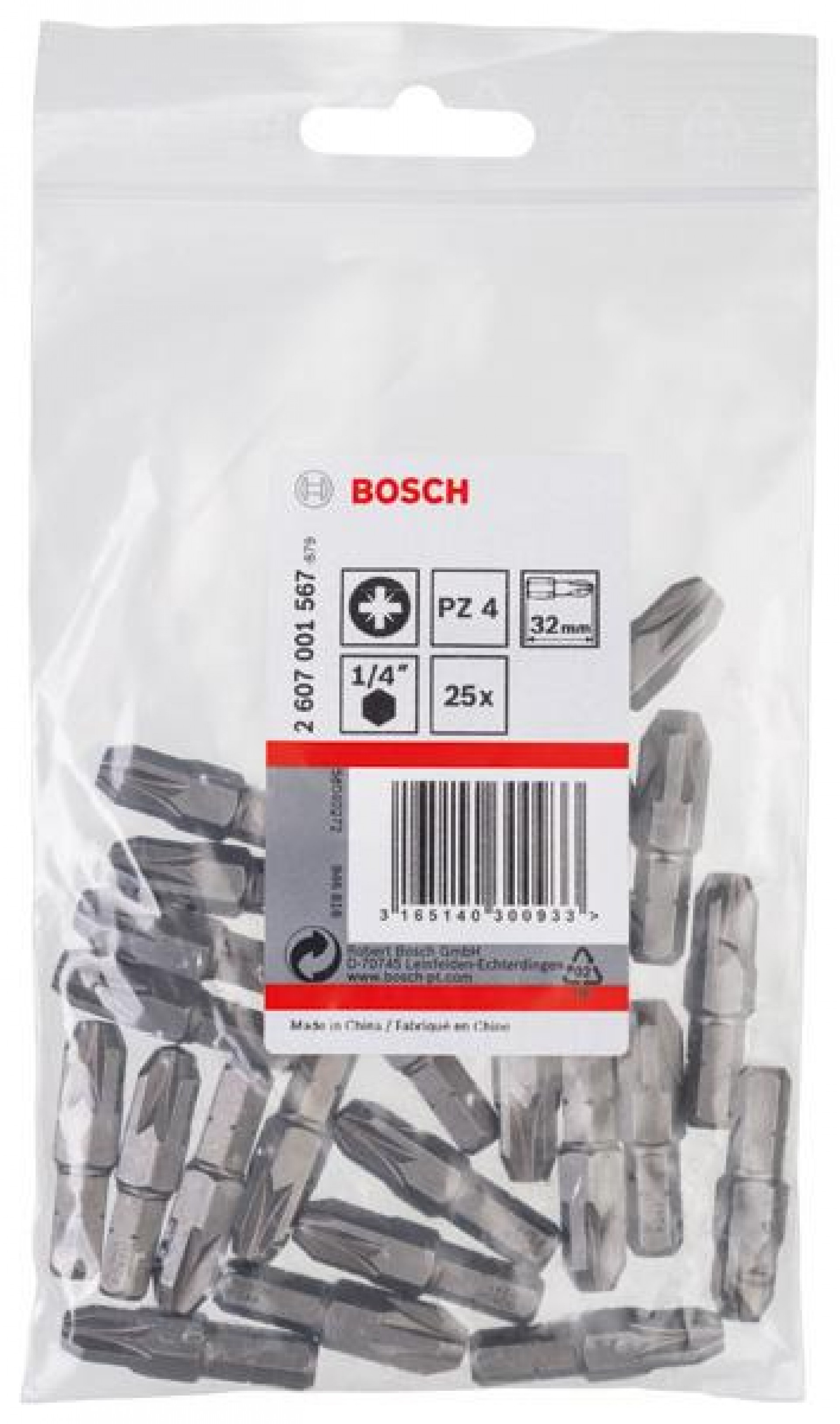 Bits ¼. PZ 4, 32 mm refª 2607001567 BOSCH