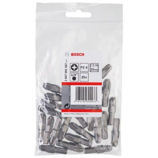 Bits ¼. PZ 4, 32 mm refª 2607001567 BOSCH Bits ¼. PZ 4, 32 mm refª 2607001567 BOSCH
