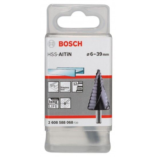 Broca escalonada HSS-AlTiN refª 2608588068 BOSCH Broca escalonada HSS-AlTiN refª 2608588068 BOSCH