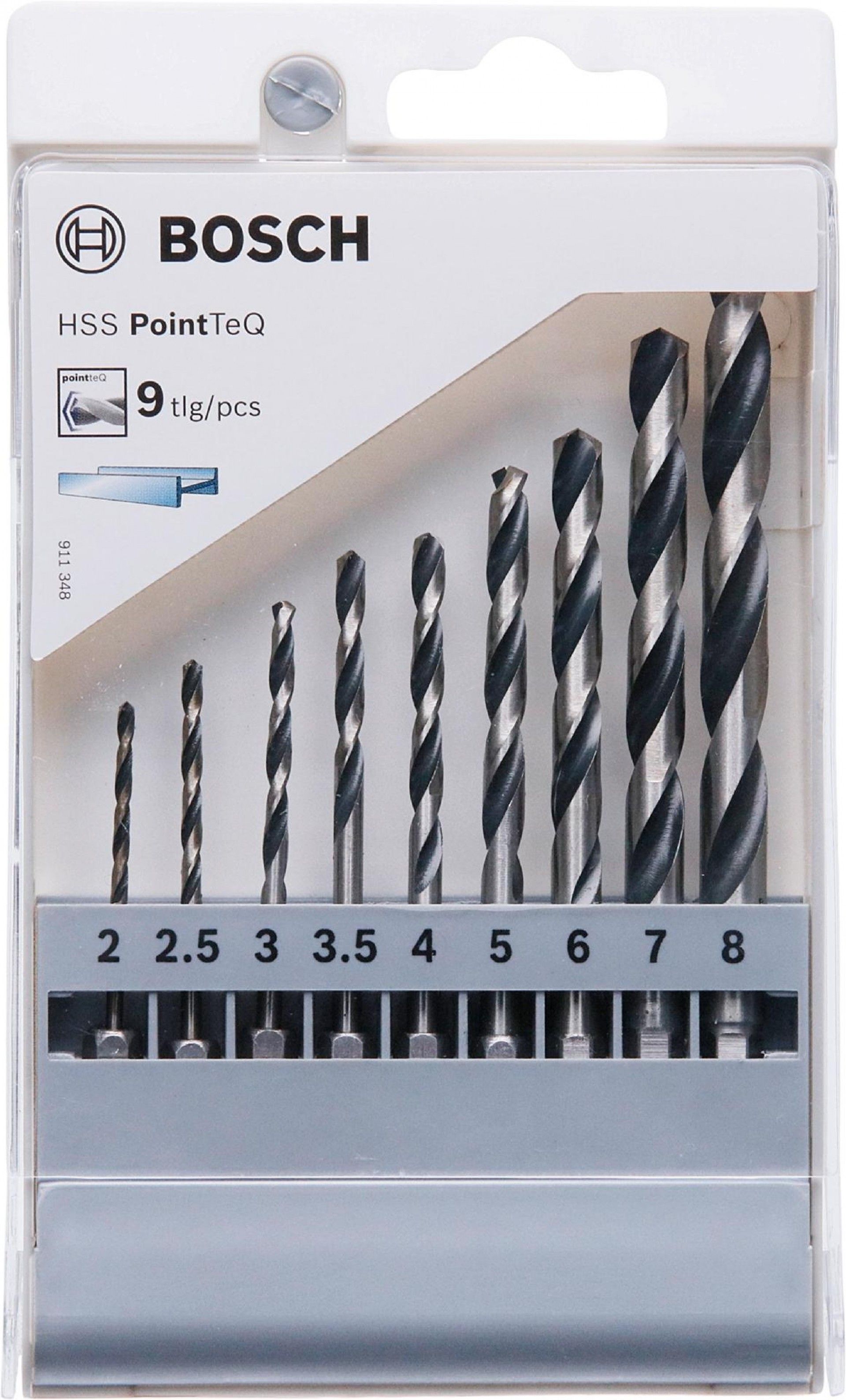 Kit Brocas hex. em HSS PointTeQ, 9 unidades, 2 - 8 mm refª 2607002826 BOSCH
