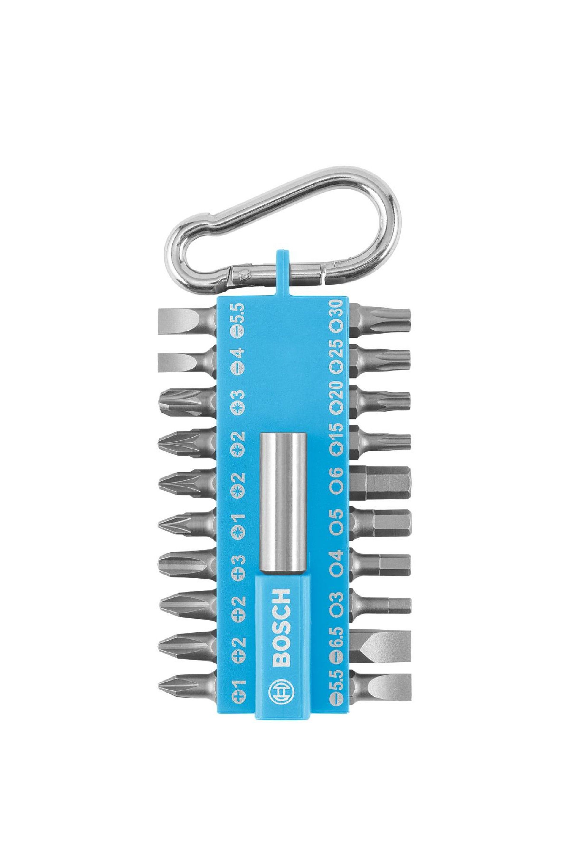 Conjunto de pontas de aparafusar com mosquetão (azul claro), 21 peças refª 2607002822 BOSCH