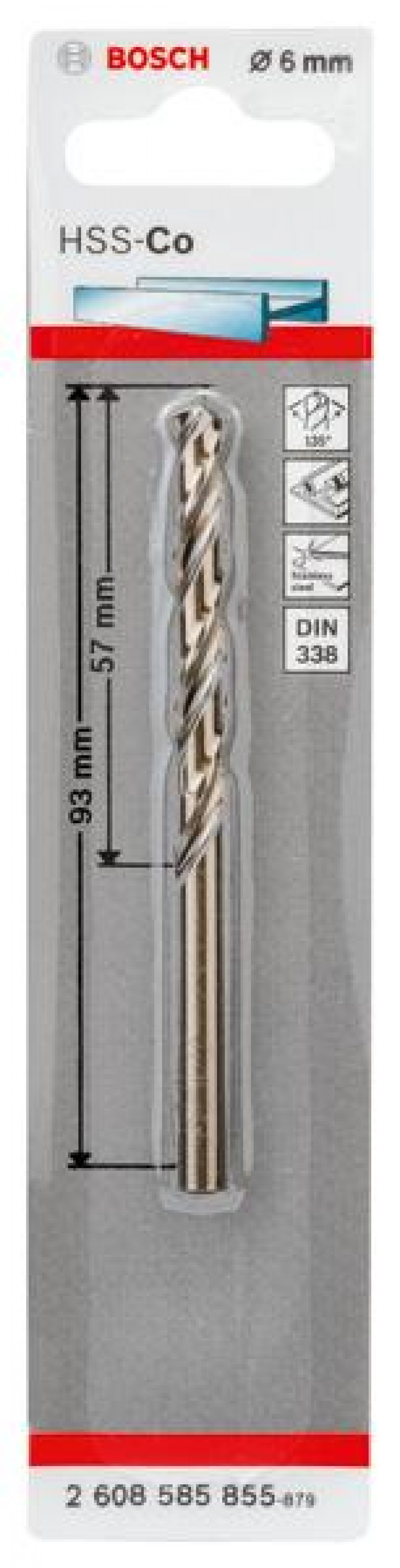 Broca em HSS-Co, DIN 338 refª 2608585855 BOSCH