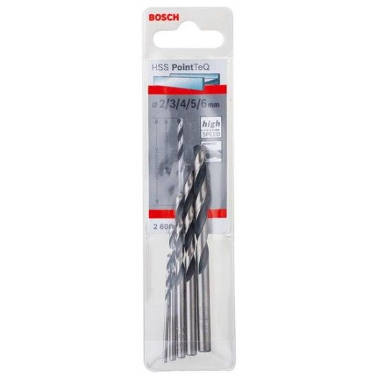Kit Brocas para metal HSS PointTeQ, 5 unidades, 2 - 6 mm refª 2608577345 BOSCH Kit Brocas para metal HSS PointTeQ, 5 unidades, 2 - 6 mm refª 2608577345 BOSCH