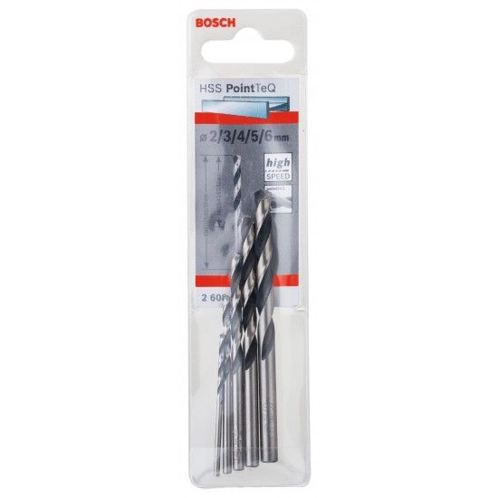 Kit Brocas para metal HSS PointTeQ, 5 unidades, 2 - 6 mm refª 2608577345 BOSCH Kit Brocas para metal HSS PointTeQ, 5 unidades, 2 - 6 mm refª 2608577345 BOSCH