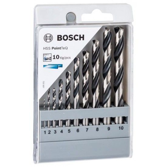 Kit Brocas para metal HSS PointTeQ, 10 unidades, 1 - 10 mm refª 2608577348 BOSCH Kit Brocas para metal HSS PointTeQ, 10 unidades, 1 - 10 mm refª 2608577348 BOSCH