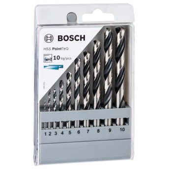 Kit Brocas para metal HSS PointTeQ, 10 unidades, 1 - 10 mm refª 2608577348 BOSCH Kit Brocas para metal HSS PointTeQ, 10 unidades, 1 - 10 mm refª 2608577348 BOSCH