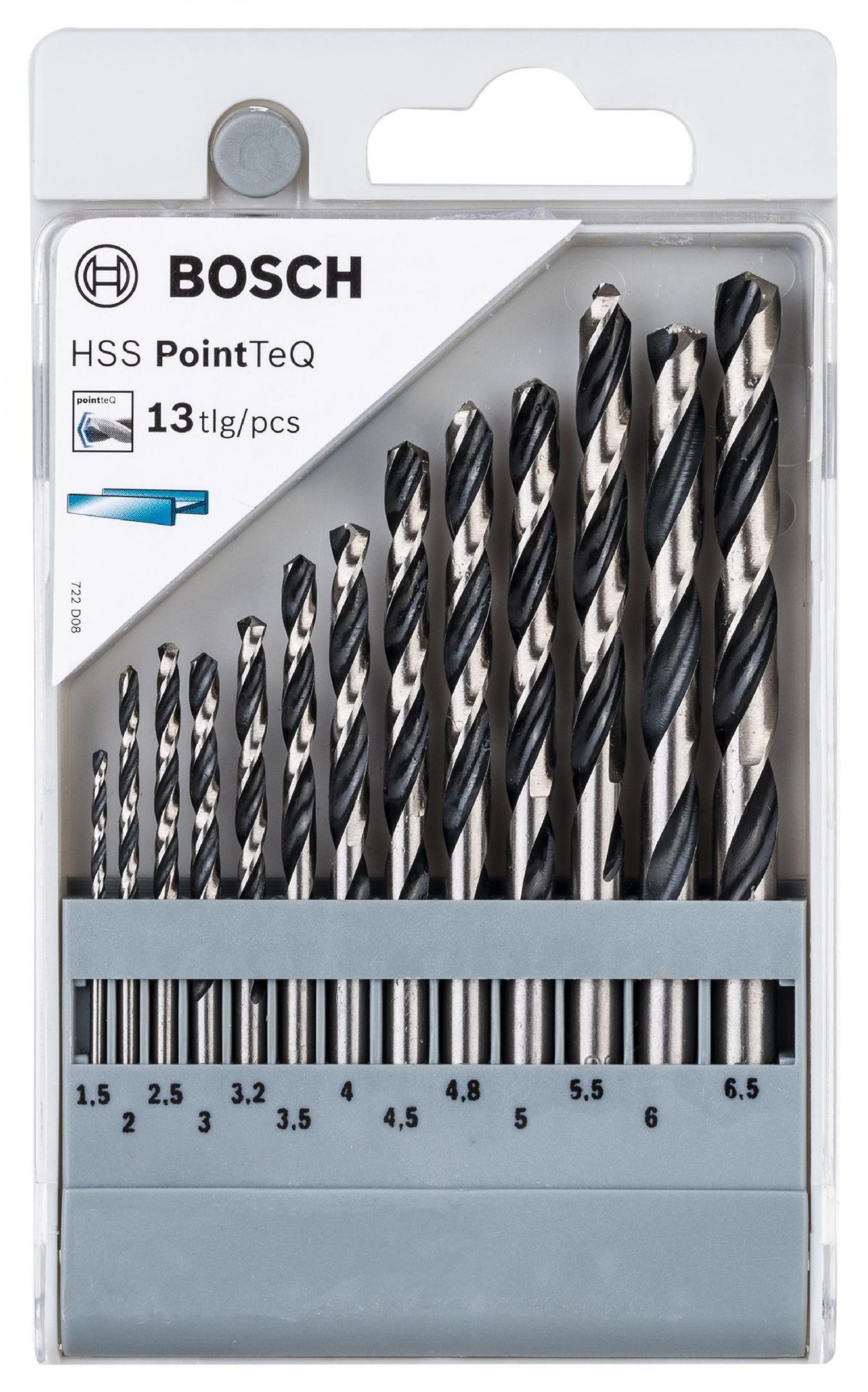 Kit Brocas para metal HSS PointTeQ, 13 unidades, 1,5 - 6,5 mm refª 2608577349 BOSCH