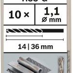 Broca PRO Metal HSS-G, 1,1 x 14 x 36 mm, 10 unid. refª 2608585467 BOSCH Broca PRO Metal HSS-G, 1,1 x 14 x 36 mm, 10 unid. refª 2608585467 BOSCH