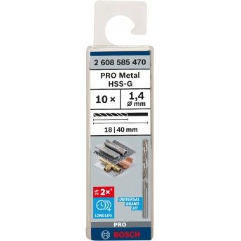 Broca PRO Metal HSS-G, 1,4 x 18 x 40 mm, 10 unid. ref� 2608585470 BOSCH