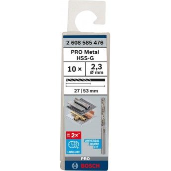 Broca PRO Metal HSS-G, 2,3 x 27 x 53 mm, 10 unid. ref� 2608585476 BOSCH