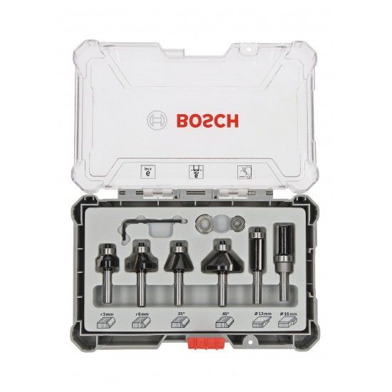 Fresa Bit Trim and Edging Set, Shank 6 mm, 6 pcs refª 2607017468 BOSCH Fresa Bit Trim and Edging Set, Shank 6 mm, 6 pcs refª 2607017468 BOSCH