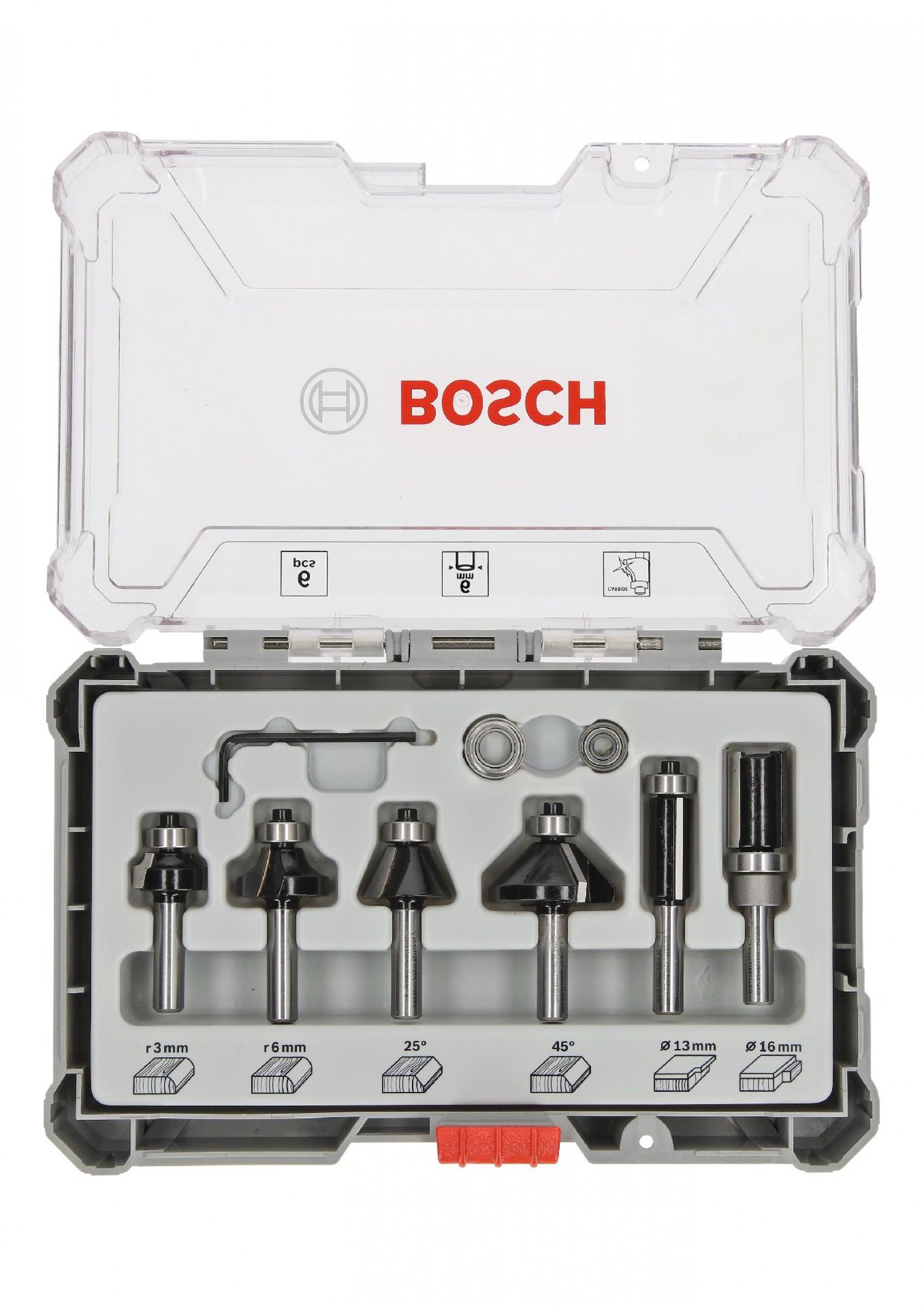 Fresa Bit Trim and Edging Set, Shank 6 mm, 6 pcs refª 2607017468 BOSCH