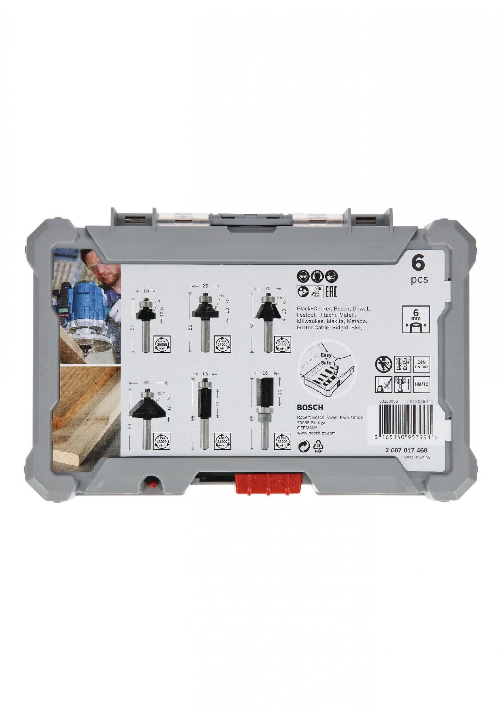 Fresa Bit Trim and Edging Set, Shank 6 mm, 6 pcs refª 2607017468 BOSCH