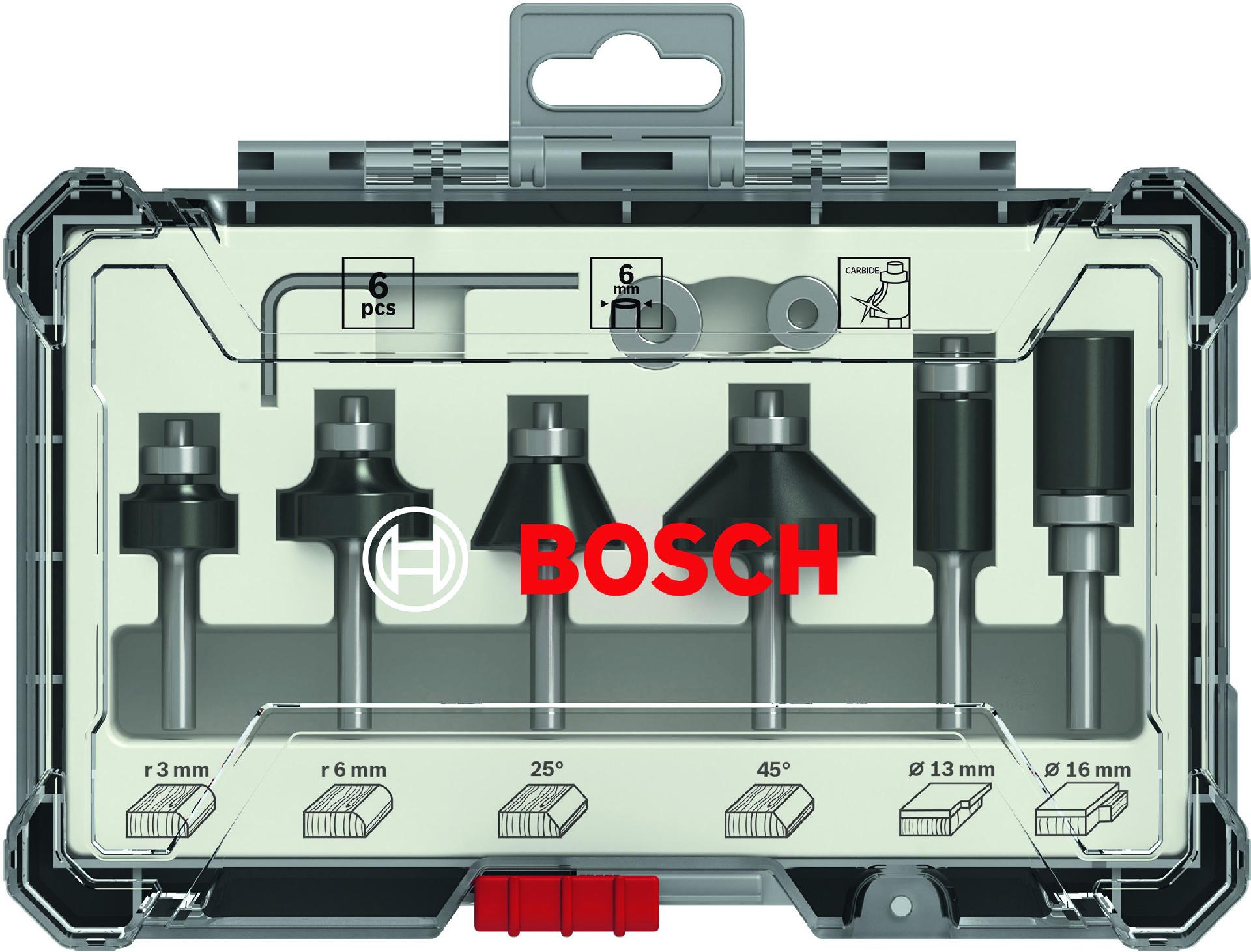 Fresa Bit Trim and Edging Set, Shank 6 mm, 6 pcs refª 2607017468 BOSCH
