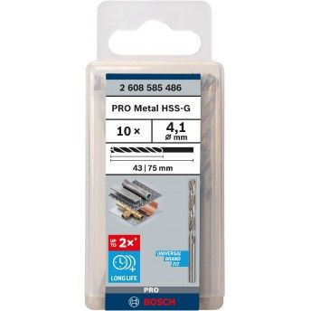 Broca PRO Metal HSS-G, 4,1 x 43 x 75 mm, 10 unid. ref� 2608585486 BOSCH