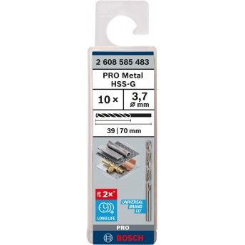 Broca PRO Metal HSS-G, 3,7 x 39 x 70 mm, 10 unid. ref� 2608585483 BOSCH