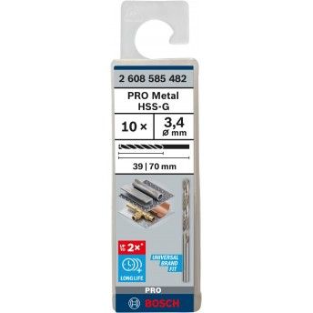 Broca PRO Metal HSS-G, 3,4 x 39 x 70 mm, 10 unid. ref� 2608585482 BOSCH