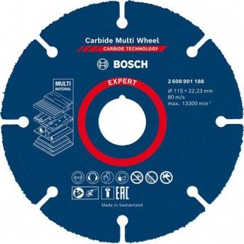 Disco abrasivo EXPERT Carbide Multi Wheel, 115 mm, 22,23 mm. 115mm; 22,23 mm refª 2608901188 BOSCH Disco abrasivo EXPERT Carbide Multi Wheel, 115 mm, 22,23 mm. 115mm; 22,23 mm refª 2608901188 BOSCH