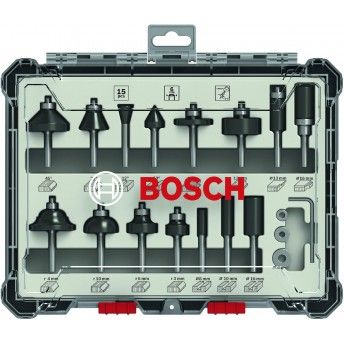 Fresa  Bit Mixed Set, Shank 6 mm, 15 pcs refª 2607017471 BOSCH Fresa  Bit Mixed Set, Shank 6 mm, 15 pcs refª 2607017471 BOSCH