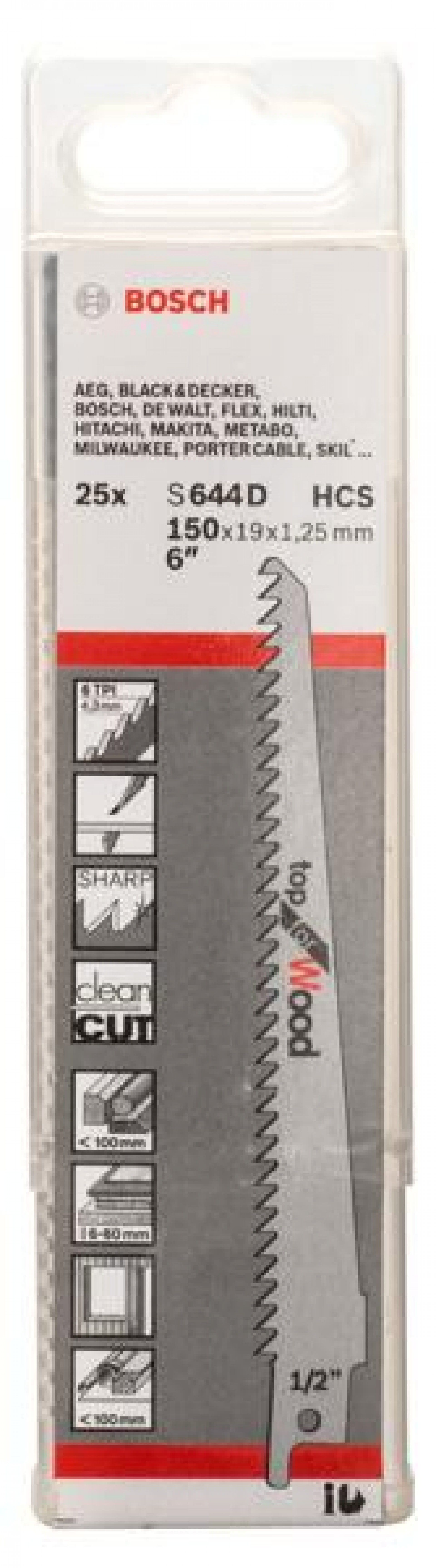 Lâmina de serrote elétrico S 644 D refª 2608650464 BOSCH