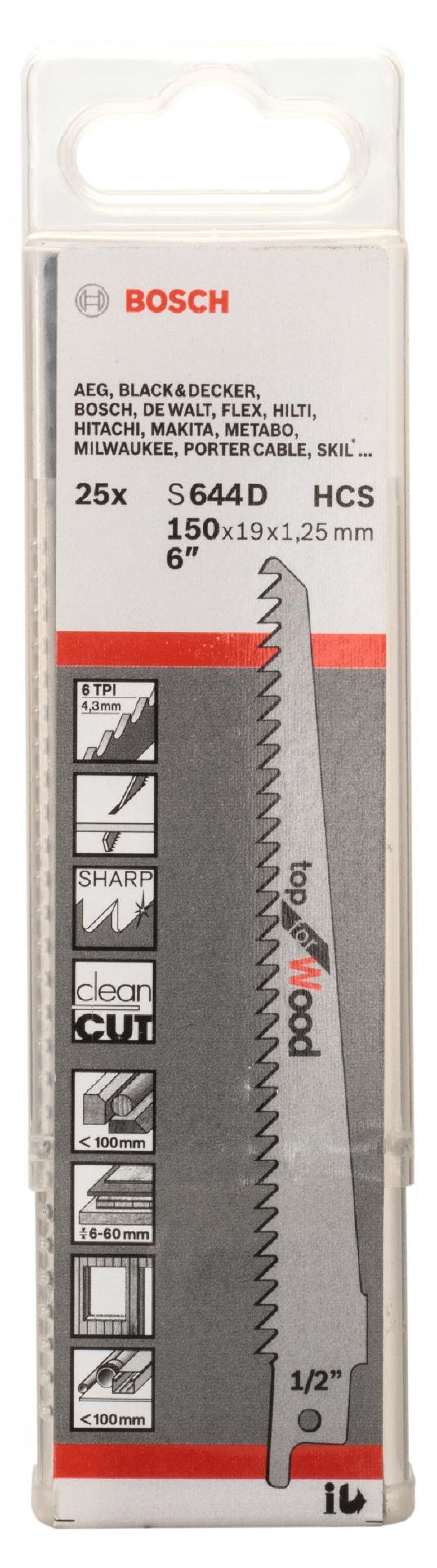 Lâmina de serrote elétrico S 644 D refª 2608650464 BOSCH