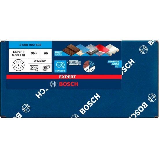 Disco de lixa em folha EXPERT O780, 125mm, G60 refª 2608902408 BOSCH Disco de lixa em folha EXPERT O780, 125mm, G60 refª 2608902408 BOSCH