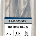 Broca PRO Metal HSS-G, 16 x 120 x 178 mm, 4 unid. ref� 2608585595 BOSCH