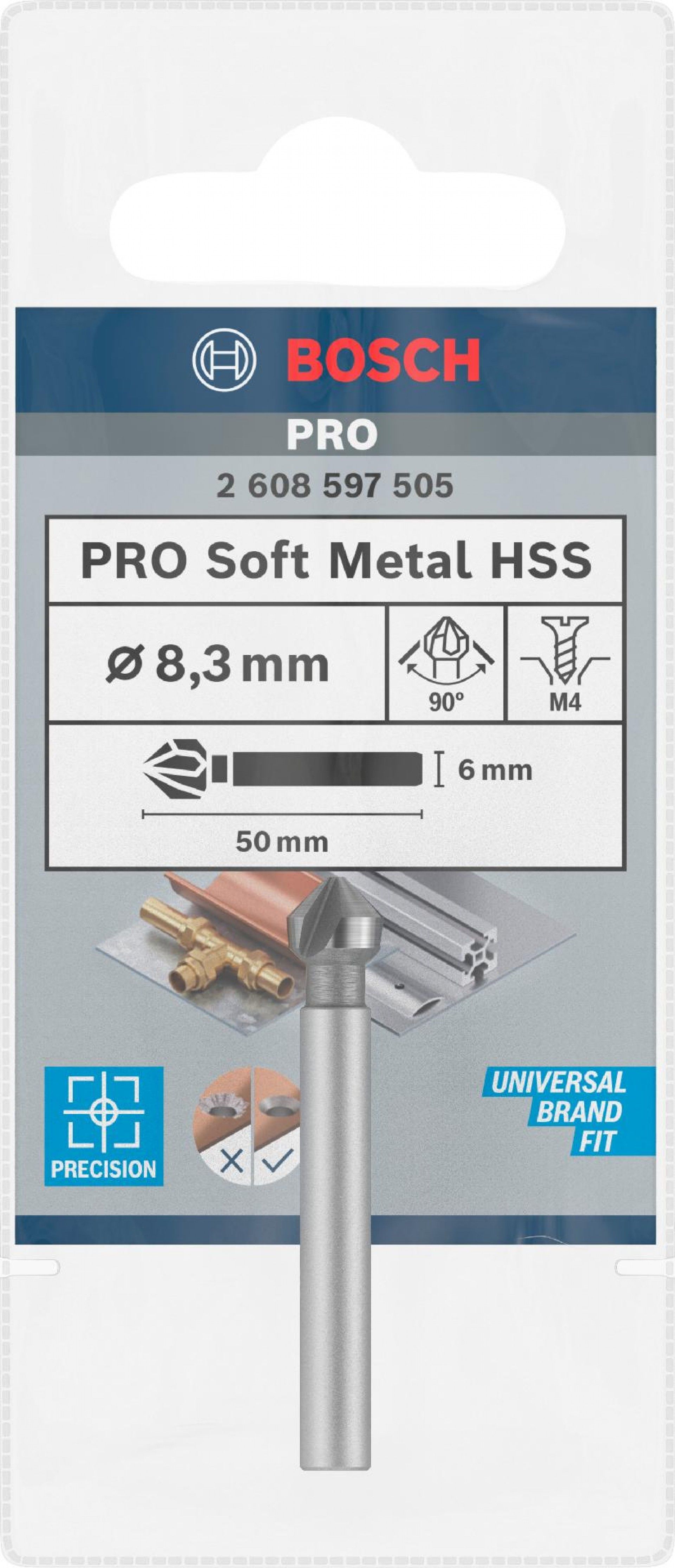 Broca de escarear PRO Soft Metal HSS, 8,3 x 50 mm, M4 refª 2608597505 BOSCH