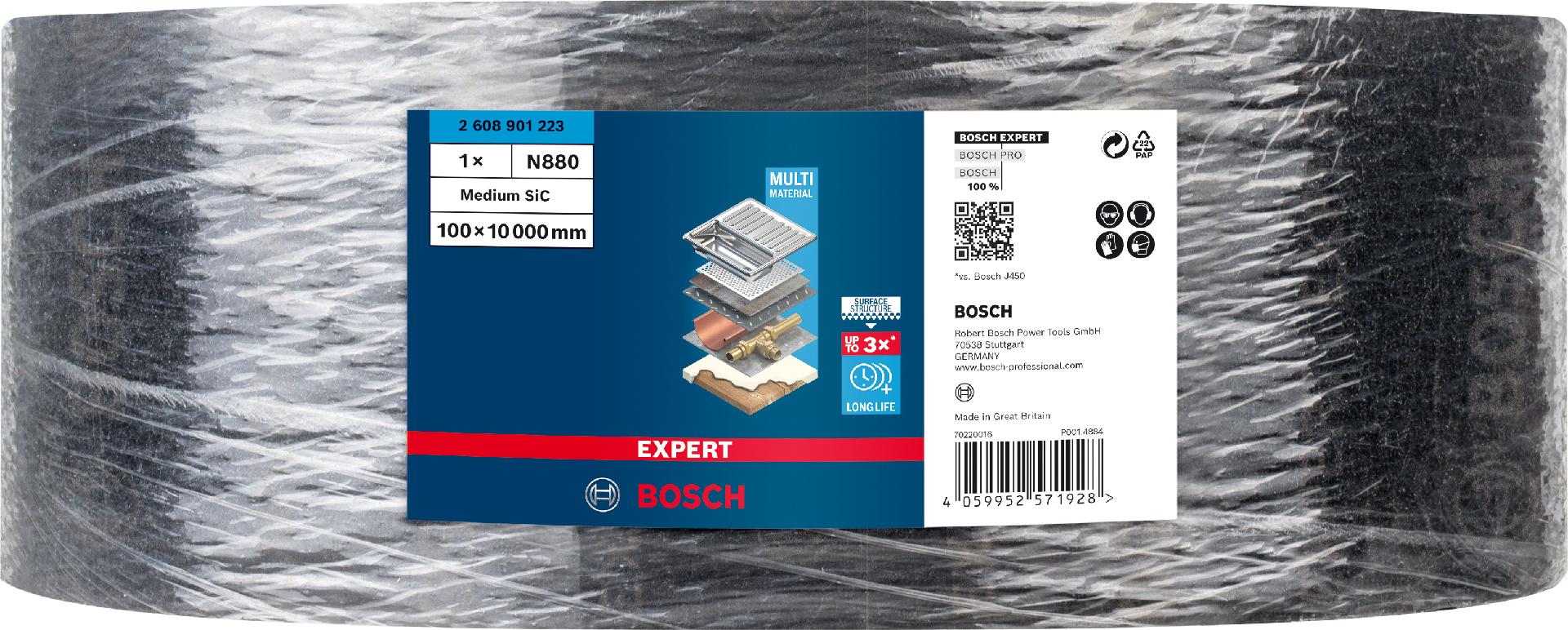 Rolo de velo EXPERT N880 para lixar manual, 100 mm x 10 m, médio S refª 2608901223 BOSCH