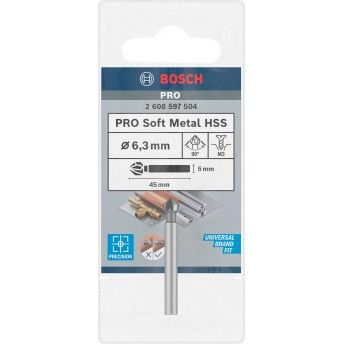 Broca de escarear PRO Soft Metal HSS, 6,3 x 45 mm, M3 ref� 2608597504 BOSCH