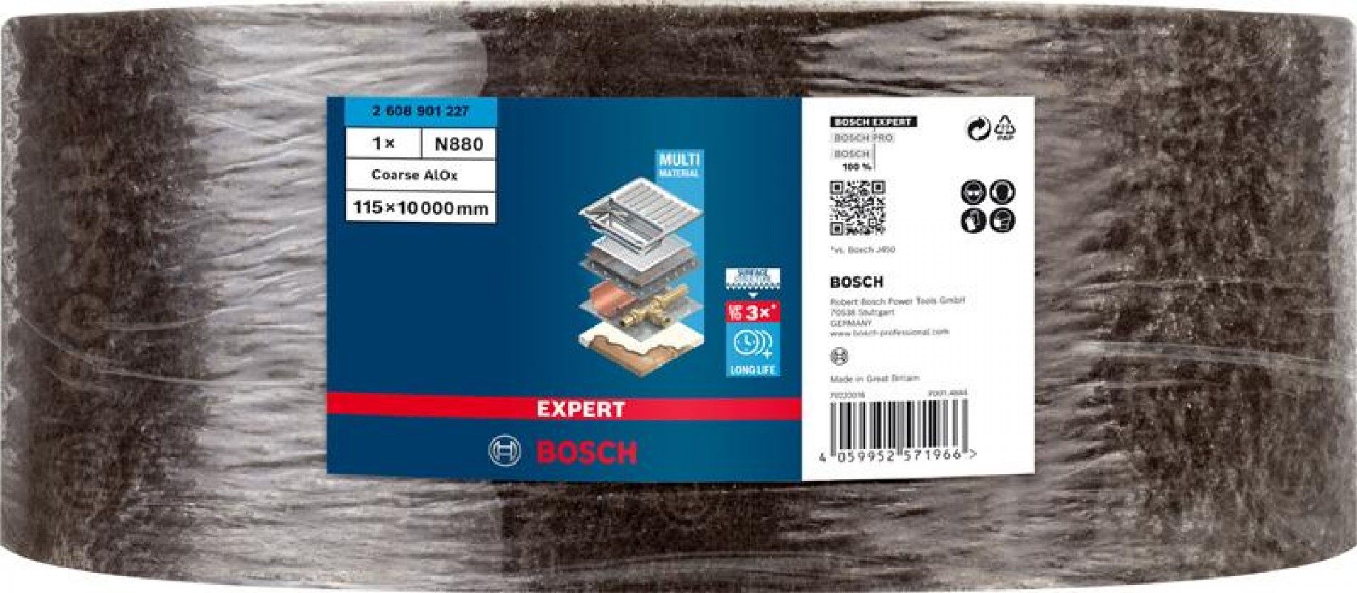 Rolo de velo EXPERT N880 para lixar manual, 115 mm x 10 m, grosso A refª 2608901227 BOSCH
