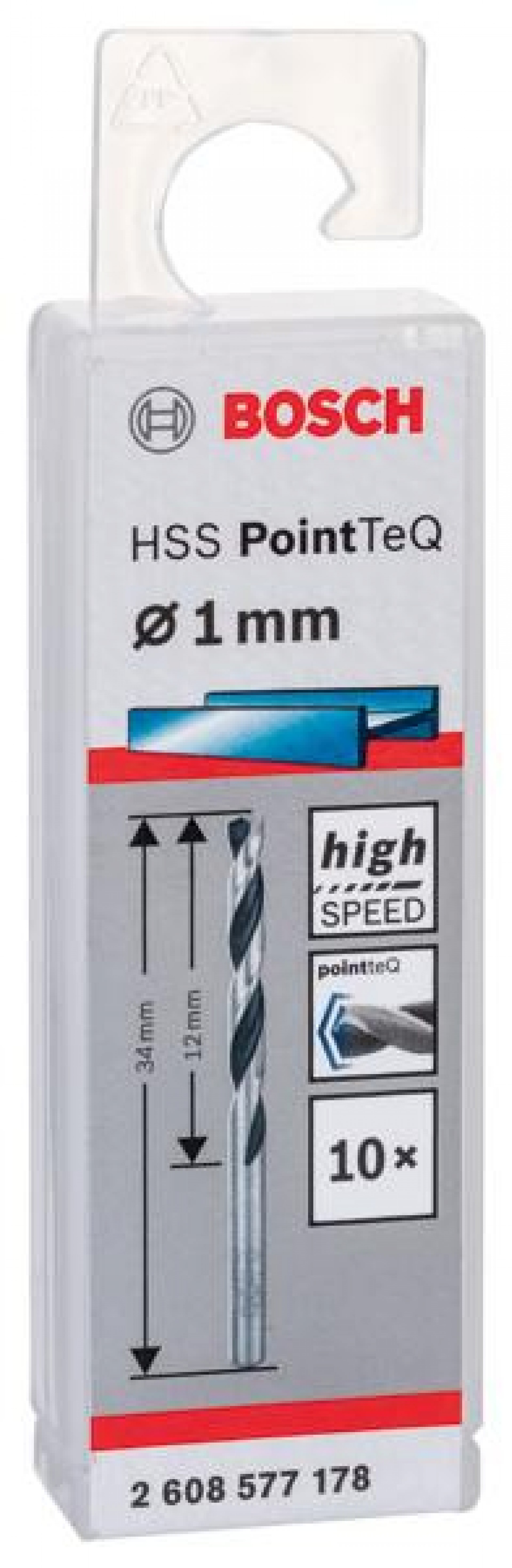 Broca helicoidal HSS PointTeQ 1,0 mm refª 2608577178 BOSCH
