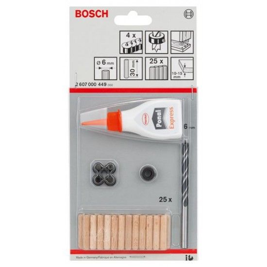 Conjunto de buchas de madeira, 32 unidades, 6 mm refª 2607000449 BOSCH Conjunto de buchas de madeira, 32 unidades, 6 mm refª 2607000449 BOSCH