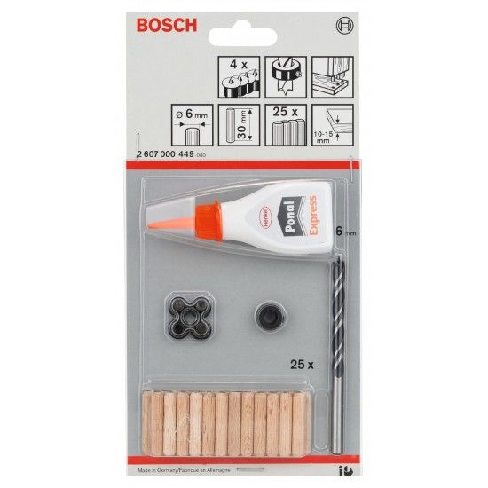 Conjunto de buchas de madeira, 32 unidades, 6 mm refª 2607000449 BOSCH Conjunto de buchas de madeira, 32 unidades, 6 mm refª 2607000449 BOSCH