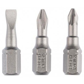 Conjunto Bits , 3 pontas de aparafusar extraduras (mistas) . S 0,6x4,5; PH1; PZ1; 25 mm ref 260700
