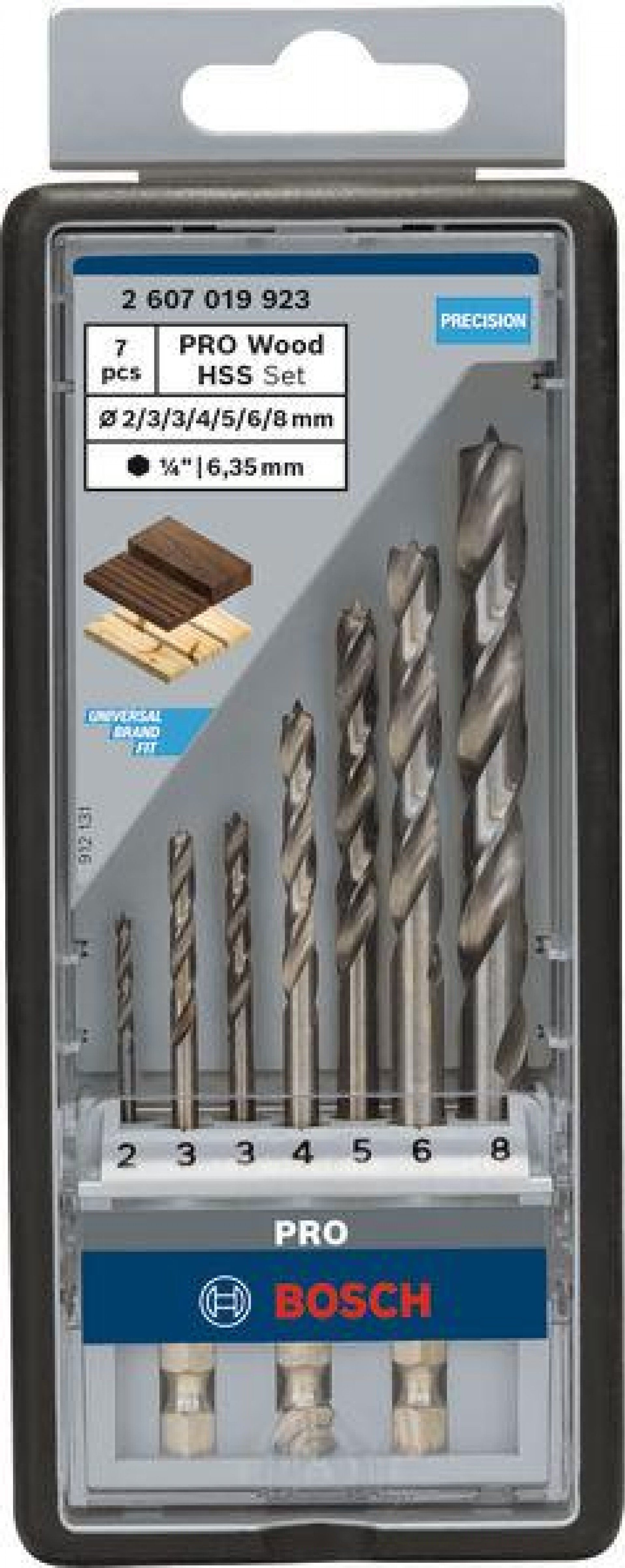 Kit Brocas para madeira PRO Wood HSS, 7 unid. refª 2607019923 BOSCH