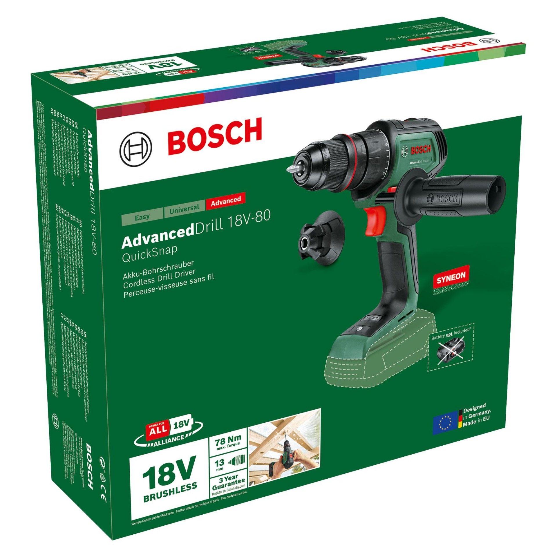 Aparafusadora sem fio AdvancedDrill 18V-80 QuickSnap refª 06039E2000 BOSCH